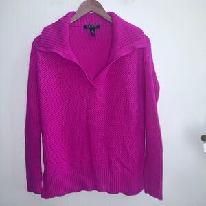 Lauren Ralph Lauren Pink Knit Long Sleeve Sweater Top Women's Size Small Preppy